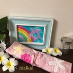 【受注製作♡】ピンクの棒針ケース♡ハワイアンキルト♡シェル&スターフィッシュ♡