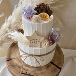 ラベンダーカラーのお花と木の実のクレイケーキ