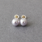 K18金ピアス8mmスワロフスキーラベンダーパールK18スケルトンキャッチ