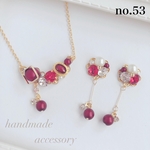 〈53〉差し色　ボルドー アンティーク ♡ピアス＊ネックレス