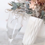 リボンのワイヤーピアス♡クラック水晶/マザーオブパール/ローズクォーツ