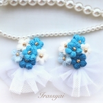 【blue star♡Flower Fairies】春待ち　春咲きフラワー　ブルースター　のピアス／痛くないイヤリング