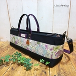 【fl様専用】№1303 倉敷帆布フルートバッグ＊ブラック×リバティスモールスザンナ