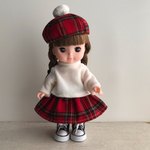 メルちゃん服　ソランちゃん服(トップス、スカート赤、ベレー帽)