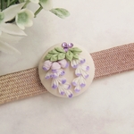 藤の花の帯留め(くるみボタン) ＊つまみ細工＊