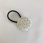 リフ編みくるみボタンゴム(ホワイトラメ)