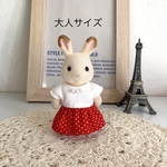 大人 赤ドットのネックレス風ワンピース＊シルバニア 服 シルバニアファミリー 大人服＊