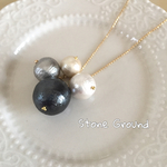 korokoro*ロングネックレス　コットンパール☆モノトーン②