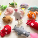 【送料込】フェルトおもちゃ お魚釣り(濃ピンク)