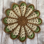 送料込み　緑色　花座布団　円座　おざぶ　マット　チェアパッド　インテリア雑貨　