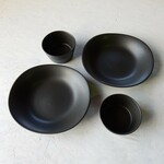 【福袋B級品　Pasta＆Curry＆Soup Plate２枚　シンプル小鉢２個　４点セット】マットブラック
