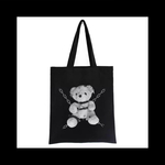 再販【punk_bear@canvas.BK eco トートバッグ。】キャンバス地 トートバッグ ゴシック 病みかわいい 熊 ベアー  薔薇 ローズ パンク ロック サブバッグ 肩掛け ブラック黒