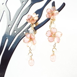 【'21】緋桜のマニキュアフラワーイヤーアクセサリー