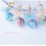 【新色】ふわふわリボンと宇宙の惑星　イヤリング　or 　ピアス　☆