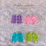 qピン付きテディベア フェイクキャンディグミ 4ペア8個✩*॰¨̮ グレープ＊ピーチ＊ソーダ＊メロン
