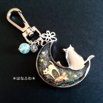 ＊リバーシブル＊ラピスラズリ＋星を捕まえる猫シリーズ＊バッグチャーム＊