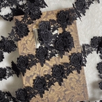 1m 綺麗 薔薇 花 バラ フラワー ケミカルレース ブレード 黒 BK210119 ハンドメイド 手芸 素材 材料