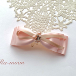 ＊春color＊大人可愛いリボンバレッタ(サーモンピンク)