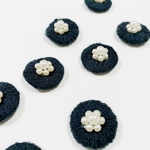 【4pcs black #54】ニット風パールビジュパーツ