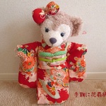 一越ちりめん*手毬に花扇(赤)　ヌイグルミ用お振袖セット（シェリーメイＳサイズモデルコスチューム）