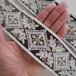 【1m】レース刺繍リボン　【ブラック】
