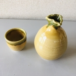 椿徳利猪口セット（黄瀬戸）
