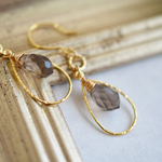 スモーキークォーツピアス-elegant-