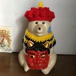 (赤色おに帽子)しろくま貯金箱　節分雑貨3点セット