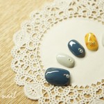 ＊べっ甲ネイル＊ ネイルチップ 付け爪 ブルー グレー ベリーショート