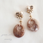 brown marble ring bijouピアス　イヤリング