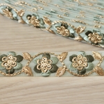 インド刺繍リボンᢂ細リボン花オリーブ　インド刺繍/インドリボン/刺繍リボン/刺繍/リボン/シルクリボン//トリム/ブレード/ジャガードリボン/チロリアンテープ/レース/チュール/インド/チュールレース