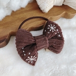 8cm＊雪の結晶＊ブラウンリボンヘアゴム