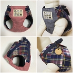 犬用 ハーネス マドラスチェック×ヒッコリー