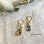 【sale】ブラックシェルとマザーオブパールのフレンチフックピアス