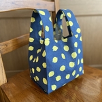 ＊布エコバッグ　小さめ＊【マチ15㎝】　カナリア　レモン🍋ネイビー