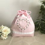 お受験バック　ハート手刺繍　ピンク　お弁当袋　私立小学校　ファミリア　入園入学　