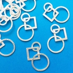 10個セット/シンプル美しい丸と四角のパーツシルバー/アクセサリーパーツやハンドメイドに！/型番1475（10個セット）