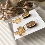■最後の１点■シトリン×キャメル　ピアス／イヤリング