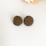 ビーズ刺繍ピアス【メタリックブラウン】