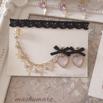 heart × cross chain gold ୨୧ ( + ear cuff )