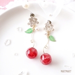 手描き風くるりんチェリーピアス.＊°