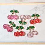 【素材】立体さくらんぼ🍒のチャーム 3色 各2個 計6個