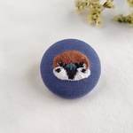 スズメのコロンと刺繍ブローチ[BL]