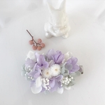 冬のくすみパープル　プリザーブドフラワーのヘアクリップ   