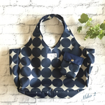 再販★ナイロンエコバッグ　クラウンドット(ネイビー)Mサイズ