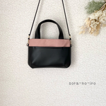 送料無料　ブラック×ピンク　2WAY  ショルダーバッグ　トートバッグ　フェイクレザー