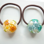 クリスタルフラワー太陽の花ヘアゴム他２点（オーダー作品）