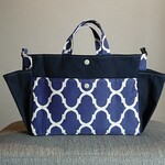 ◎モロッカン柄⭐ポケットたくさん帆布おしゃれ北欧風A4収納自立する軽いバッグインバッグ濃紺◎サコッシュ◎斜め掛け◎トートバック◎ショルダーバック◎ショルダー紐別売有り