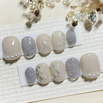 *--現品 ネイルチップ＊ハートリーフ＆パール/ベリーショート