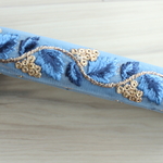 インド刺繍リボンᢂリーフブルー　インド刺繍/インドリボン/刺繍リボン/刺繍/リボン/シルクリボン/トリム/ブレード/ジャガードリボン/チロリアンテープ/レース/インド/チュールレース